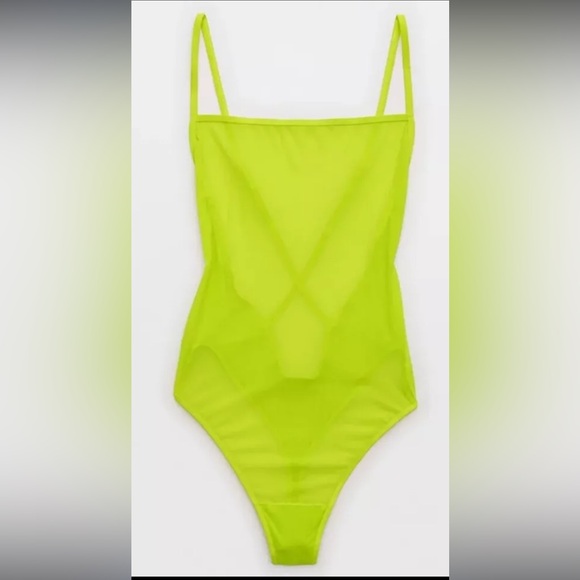 Smoothez By Aerie Mesh Body Suit Lime Slush Size Small - Picture 1 of 5